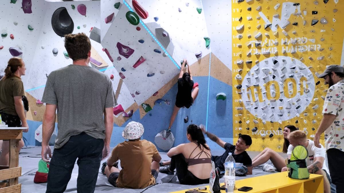 Climbers at Wall Walkers bouldering gym